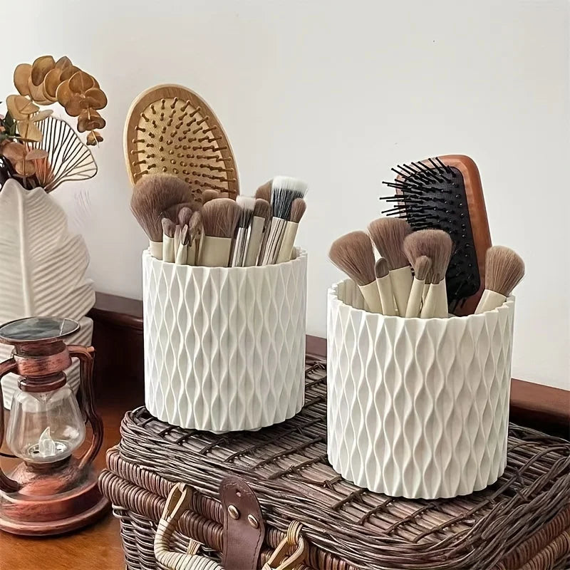 1pc Makeup Brush Storage Box 360° Rotating Desktop Cosmetic Eyebrow Pencil Makeup Lipstick Storage Box Qme