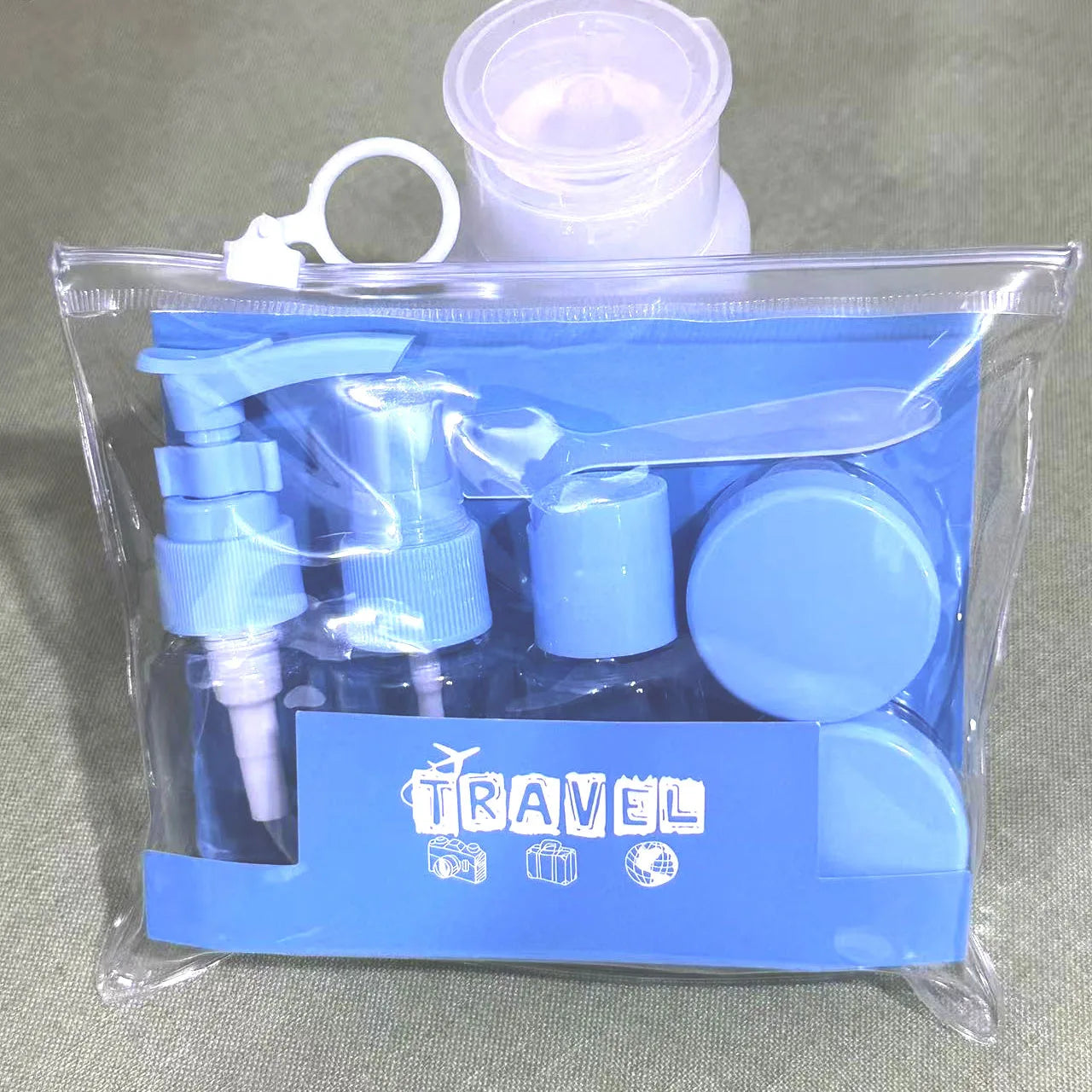 Travel Bottles Leak Proof Press Refillable Containers Cosmetics Qme Blue