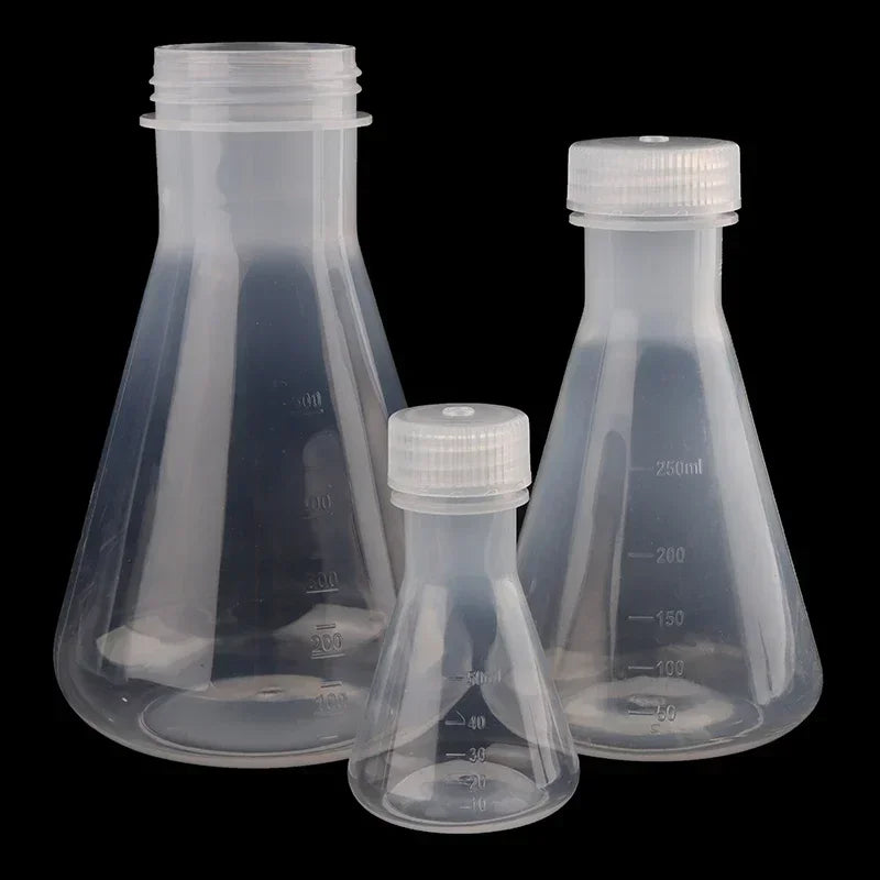 Lab Plastic Erlenmeyer Flask Conical Container Bottle Screw Cap Qme