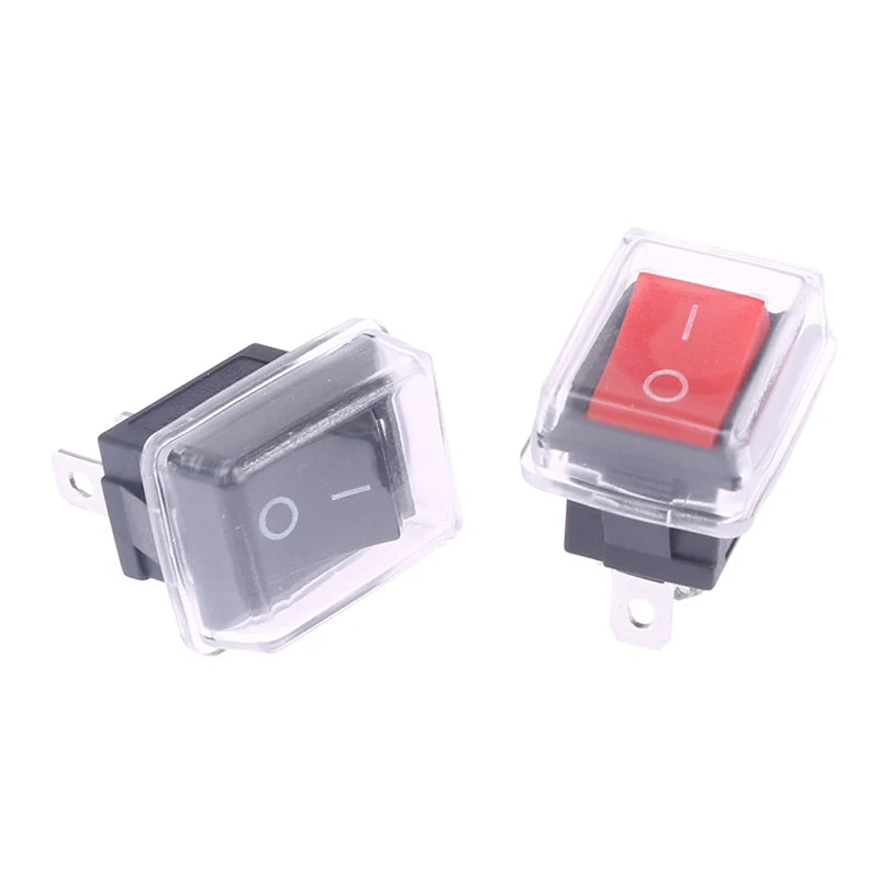 Push Button Mini Switch 2Pin Snap-in Off Rocker Waterproof Cover Black Qme