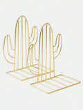 Nordic Iron Cactus Shaped Bookends Creative Cute Book Organizers Qme golden