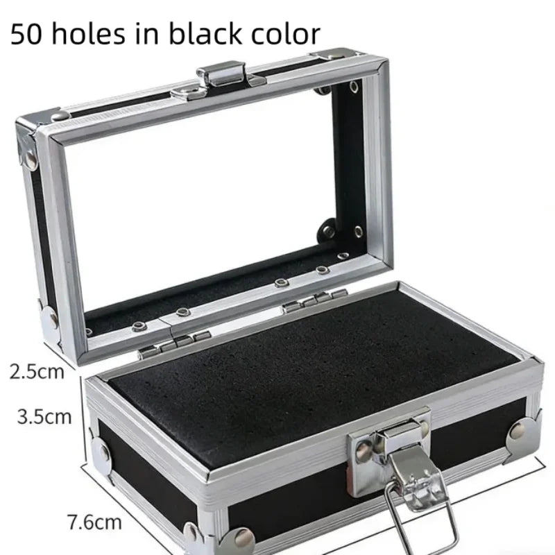 25/40/50 Holes Nail Drill Bits Stand Holder Case Empty Storage Box Milling Cutter Display Container Accessories Acrylic Cover Qme 50Holes black
