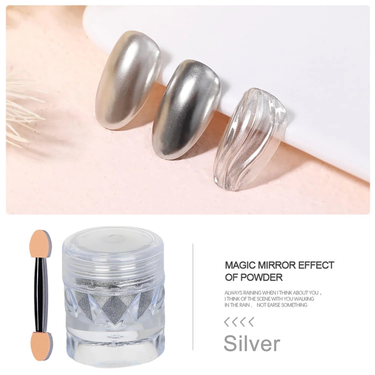 1 Mirror Chrome Nail Powde Gold Silver Coating Pearl Decoration Qme Silver