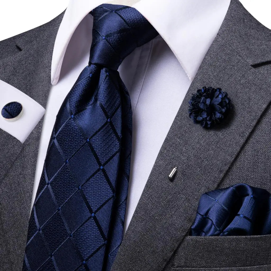 25 Colors Neck Ties Men Luxury Wide Silk Wedding Tie Pocket Square Qme N-1656-XH-0060