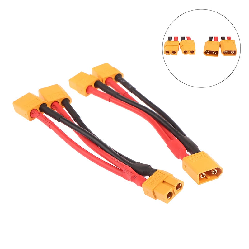 Male Female Cable Dual Extension Y Splitter 3-Way 14AWG Silicone Wire Qme