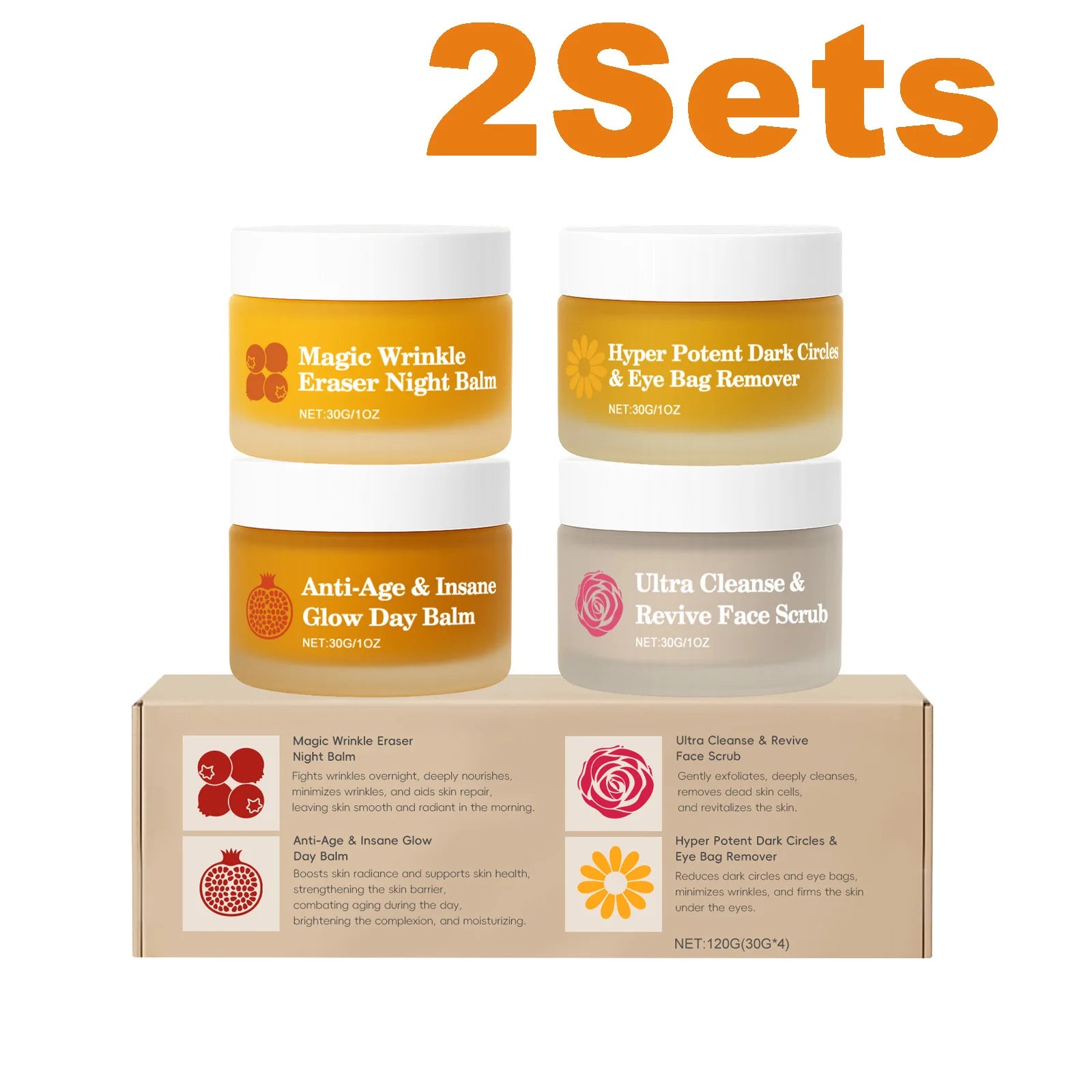 Day Night Skincare Set Firming Moisturizing & Skin Barrier Repair Cream Tightening Brighten Face Scrub Nourishing Eye Care Combo Qme 2 sets