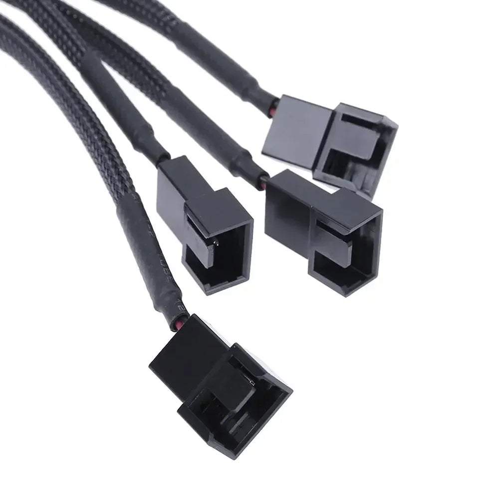 4pin Molex, 27cm, Fan Adapter for Computer Case Fan / CPU Fan / Mining Cooling Fans, 4 Way 3Pin/4Pin Splitter Cable Qme