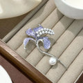 Fashion Pretty Enamel Imitate Pearl Flower Brooches For Women Lily Flowers Plants Brooch Pins Party Jewelry Accessories Gifts Qme Purple