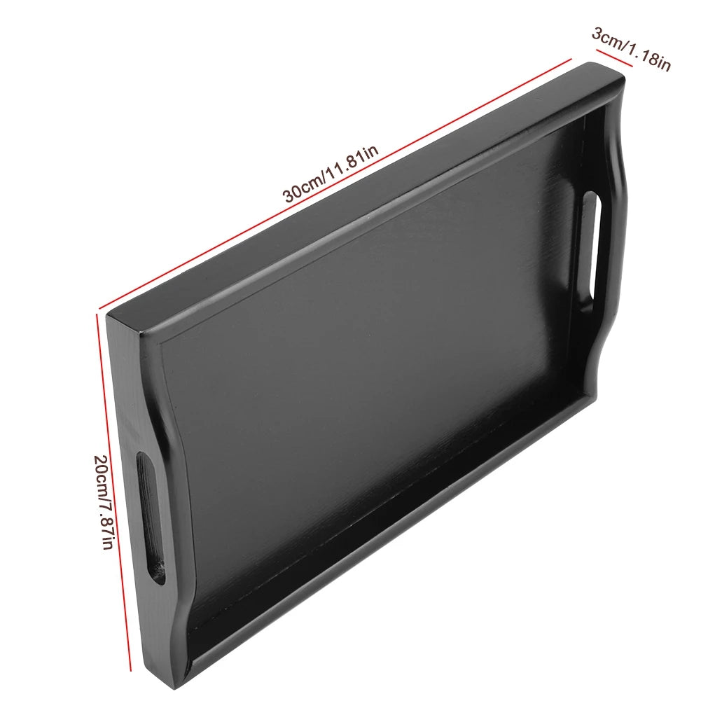 Wood Serving Tray Portable Rectangle Tea Coffee Snack Food Tray with Handles Binaural Wooden Serving Plate for Home Kitchen Qme