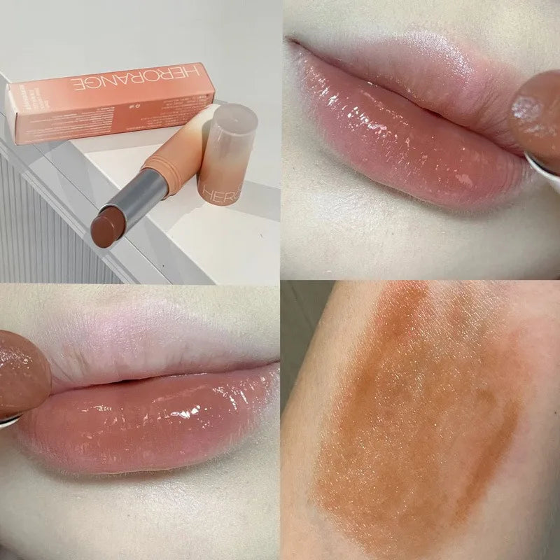 Water Light Solid Lip Gloss Jelly Cherries Red Lip Tint Clear Lasting Moisturizing Lipstick Mirror Non-stick Cup Lipstick Makeup Qme 01