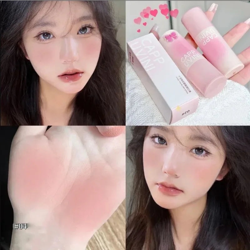 Cream Taro Pink Blush Stick Cute Rouge Face Orange Blue Purple Blusher Matte Low-saturation Makeup Cheek Stick Lasting Cosmetics Qme B04