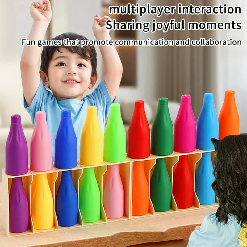 Children's Fun Beverages Color Match Toys 10/20bottles + Base,Early Guessing Memory Training Interactive Puzzle Qme