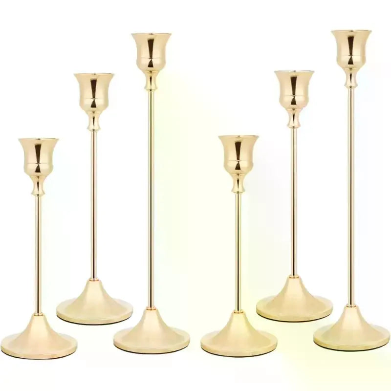 Vintage Elegant Metal And Aluminum Set Of 3 Tabletop Candle Holders, Suitable For Wedding Anniversary, Home And Hotel Decoration Qme