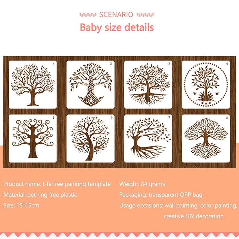 Reusable Tree Stencils Life Stencil Painting Wood Airbrush Drawing Qme 1PC
