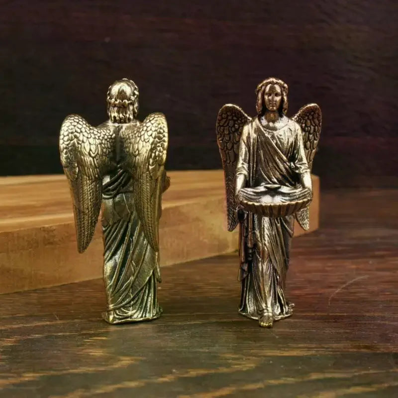 Handmade European Angel Figurine Home Decor Statue Guardian Angel Wings Angel Ornament Metal Character Models Craft Qme