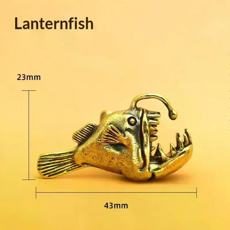 Brass Ocean Anglerfish Watching Fishes Sea Animals Model Fishbowl Decoration Miniatures Kids Toys Qme