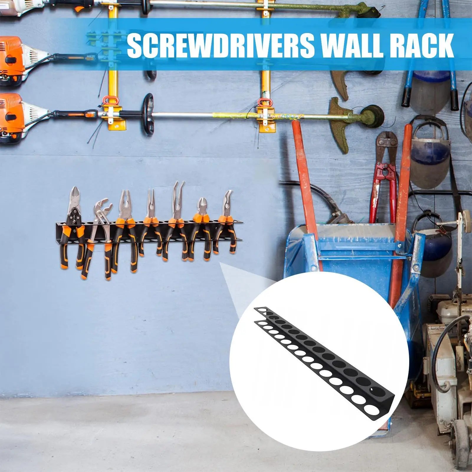 Screwdriver Organizer Steel Plier Mount Hanger Garage Hand Tool Qme
