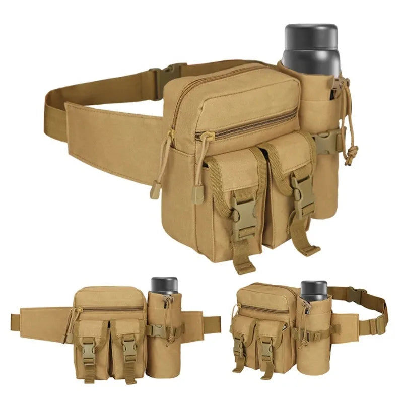 Multi-sport water bottle waist bag is detachable and suitable for outdoor sports such as mountaineering, camping, and hiking Qme