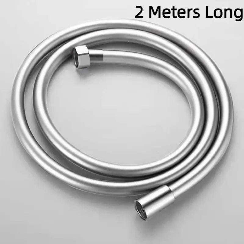 PVC Silicon Shower Hose Flexible Super Durable Suitable For Hot And Cold Water Use And Corrosion-Resistant Steel Cap Connector Qme B Silver