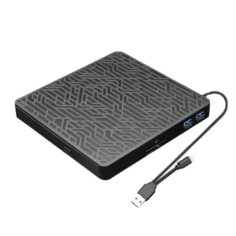 USB 3.0 External Optical Drive Slim High-Speed Reading Support TF Reader Player ForDVD-ROM CD-RW Burner Laptop Macbook PC Qme