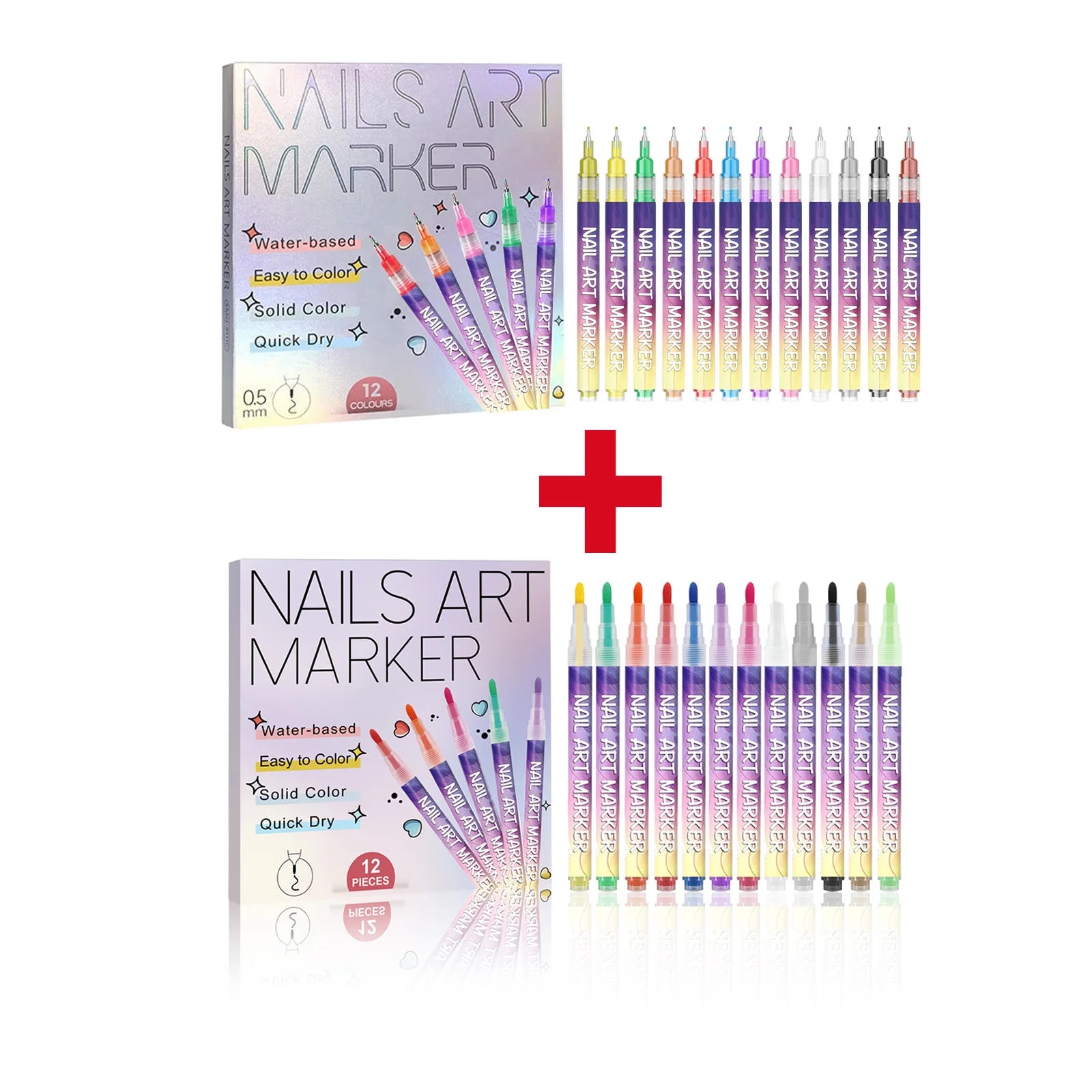 12pcs/Set Nail Art Graffiti Pen DIY Nail Art Painting Pens Abstract Lines Fine Design Multi-Color Drawing Nail Painting Tools Qme A and B