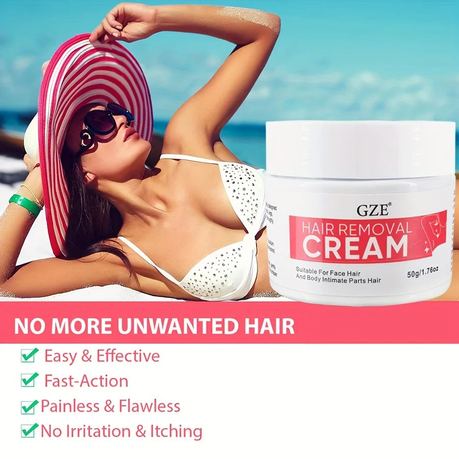 GZE Hair Remover for Women, Hair Removal Cream Sensitive, 1.76 Ounce, Intimate/Private Area depiladora Cream, Pubic, Bikini, Qme