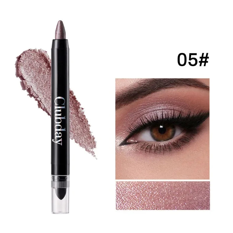 Double-sided Eyeshadow Stick Highlighter Brightening Pen with Pearlescent Glitter Matte Finish Shimmer Pigment Lasting EyeShadow Qme 05