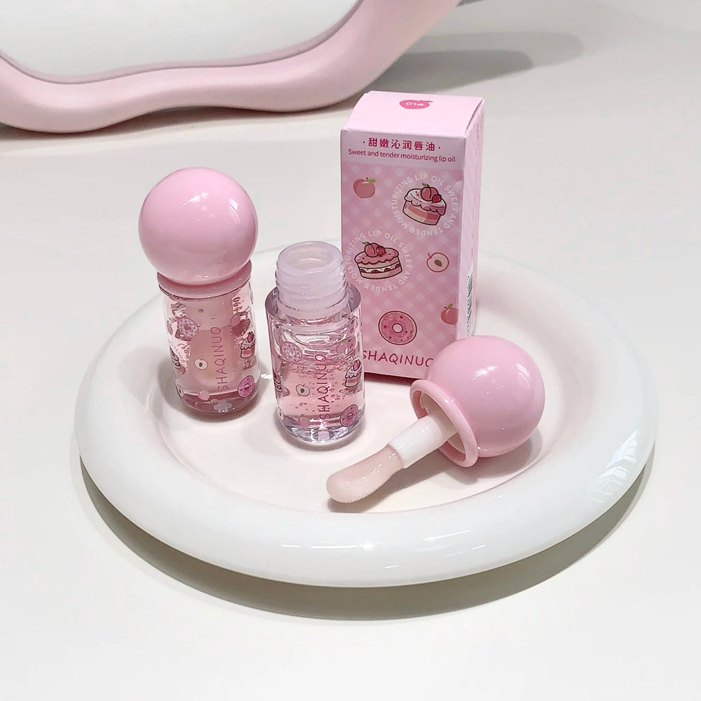 SHAQINUO Crystal Jelly Fruit Lip Oil Peach Grape Blueberry Hydrating Qme