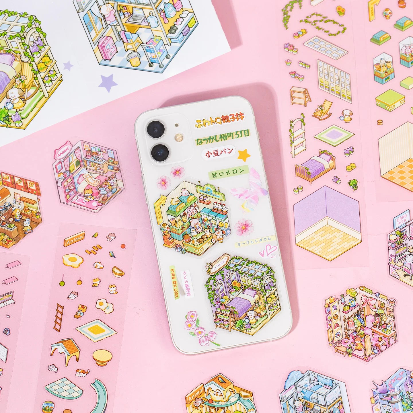 13 Sheets/Book Mini Cute Micro Landscape Stickers for DIY Scrapbooking Phone Case Decoration Student Reward Arts and Crafts Qme