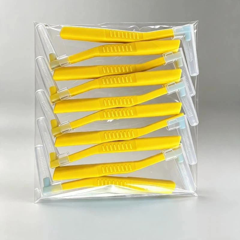 Interdental Brushes Eco-friendly Soft Bristles Assorted Sizes Qme 10pcs Yellow