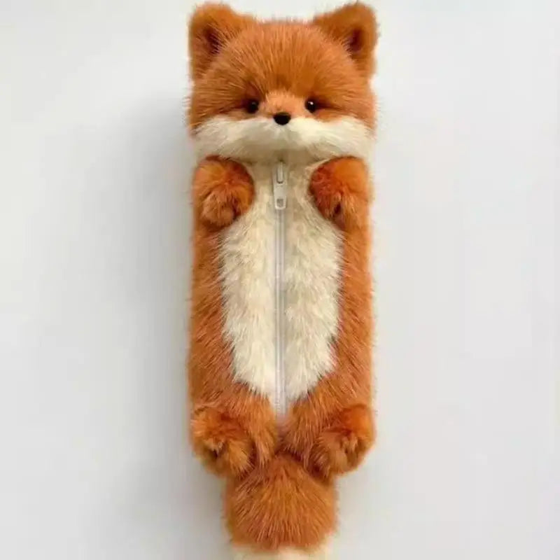 Cute Cartoon Plush Pencil Case Animal Zipper Bag Students Stationery Qme