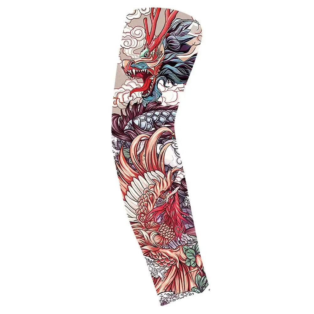 Flower Arm Pattern Flower Arm Tattoo Sleeve Breathable Thin Men Sunscreen Sleeve UV Protection Long-sleeved Ice Silk Arm Sleeve Qme style 18