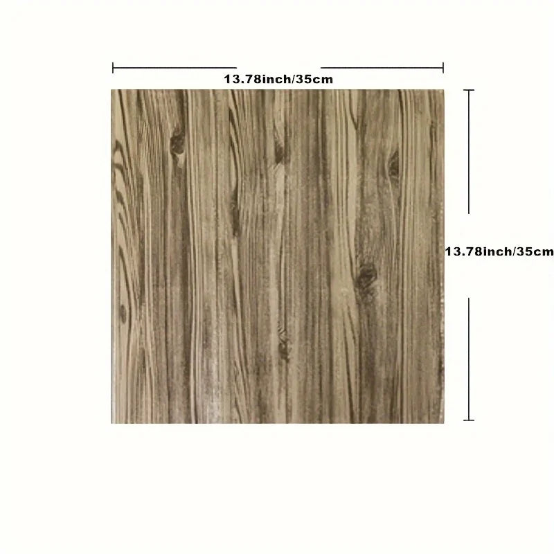 3D Wall Sticker Wood Grain Foam Self-Adhesive DIY 35X35cm Waterproof and Moisture-Proof Ceiling Bedroom Kitchen Wallpaper Qme B 5pcs 35X35cm
