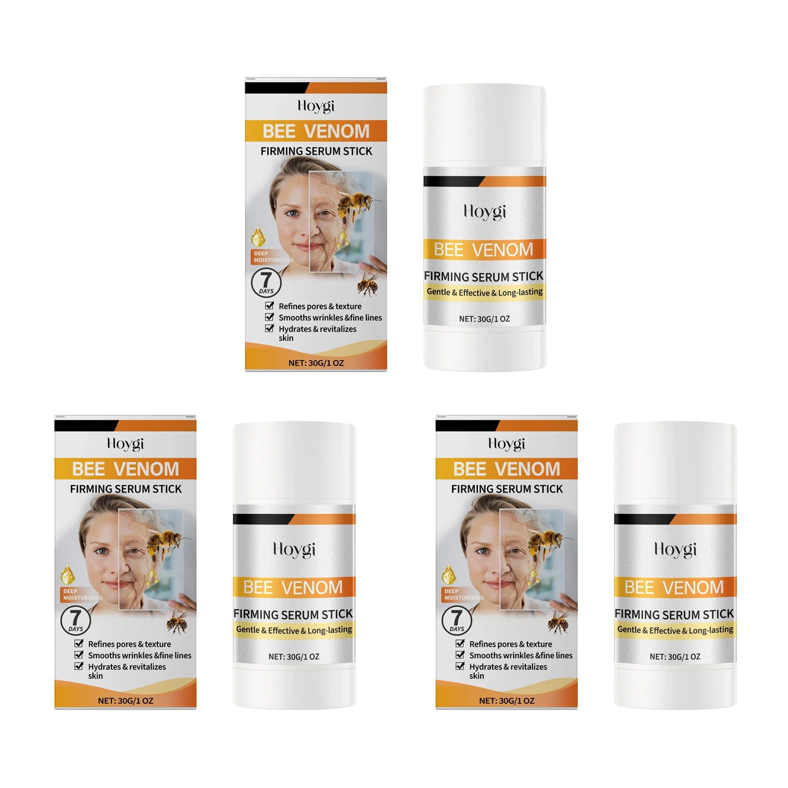 Bee Venom Firming Serum Stick Nourishing Lifting Fade Fine Lines Increase Elasticity Brightening Moisturizing Essence Face Care Qme 3 x 30g Boxed
