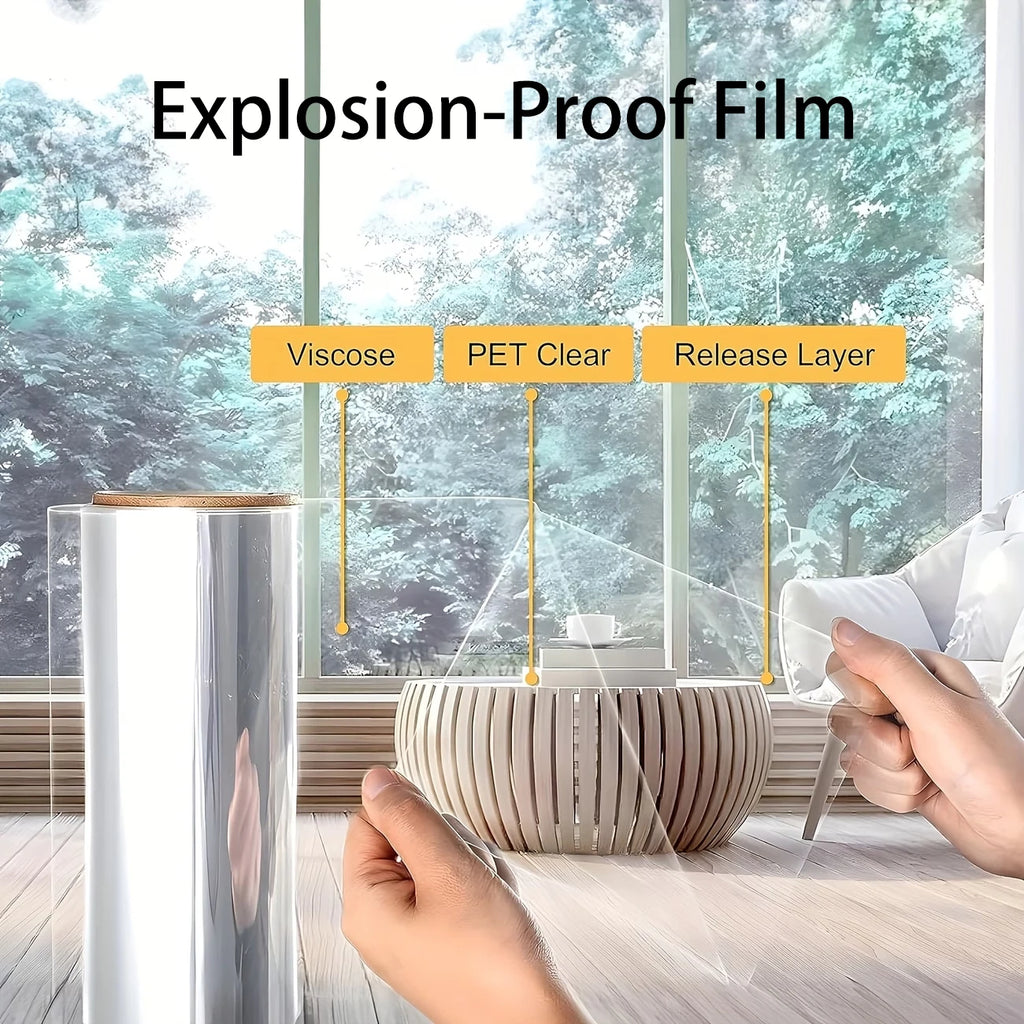 Transparent Explosion-Proof Safety Window Film Safety Glass Protective Film Self-Adhesive Shatterproof And Explosion-Proof. Qme