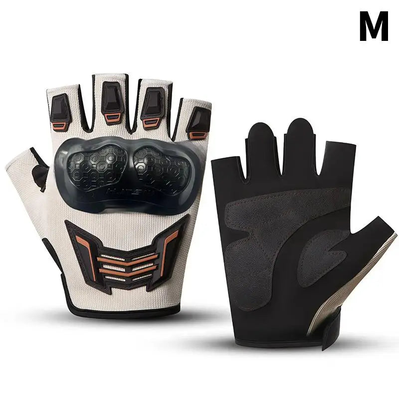 Outdoor Sports Protective Half Finger Gloves Men Women Universal Open Qme brown M