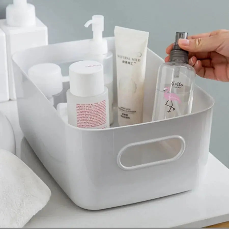 Storage Box Household Drawer Plastic Storage Desktop Storage Box Cosmetics Grocery Snack Storage Basket Kitchen Qme