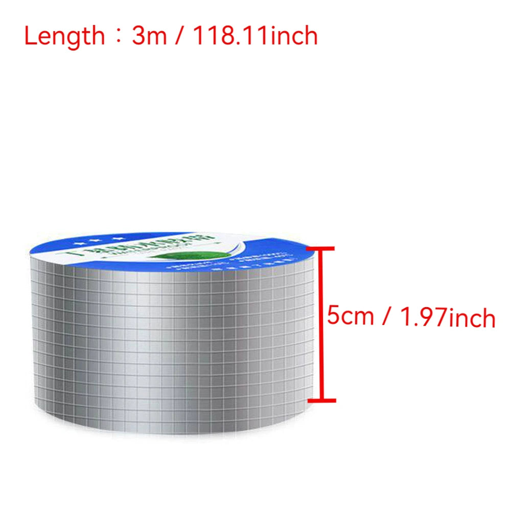 Butyl Seal Tape Aluminum Foil Waterproof Strong Adhesive for Roof Pipe Crack Repair Ductility Thickened Foil Leak Proof Seal Qme 5cmx3m