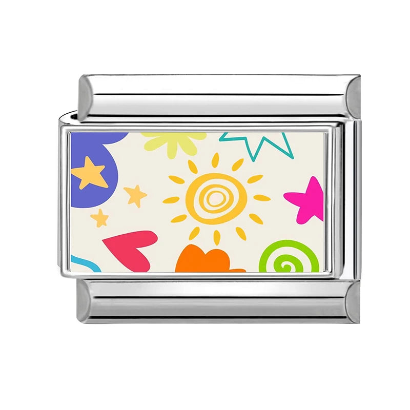 Fashion OVER Love Eyes Fish Colorful Charm Bracelet Fit Stainless