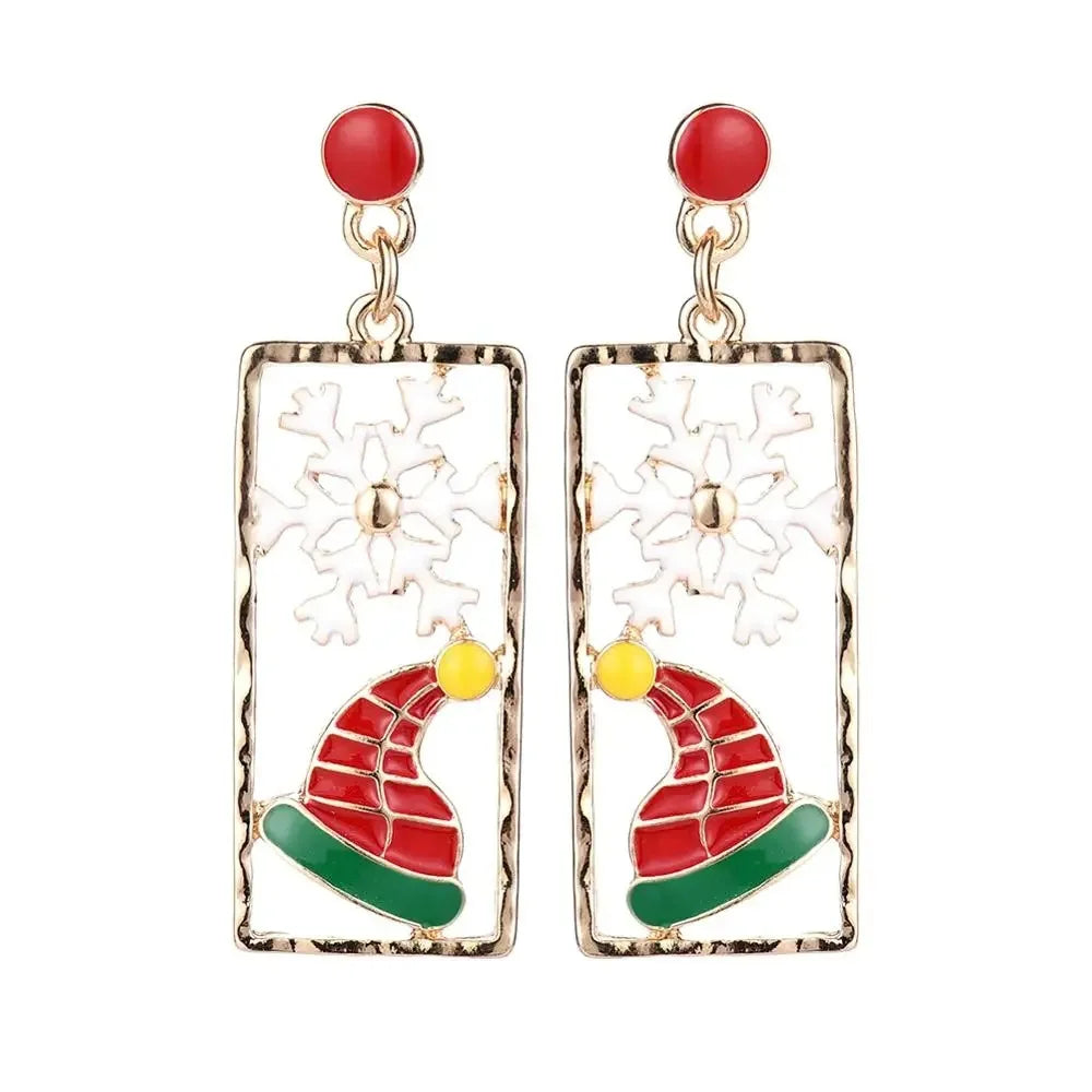 Fashion Earrings Elegant Tassel Minimalist Christmas Earrings Snowflake Hat Dangles Jewelry Earrings for Christmas Gift Qme Green Hat Earning