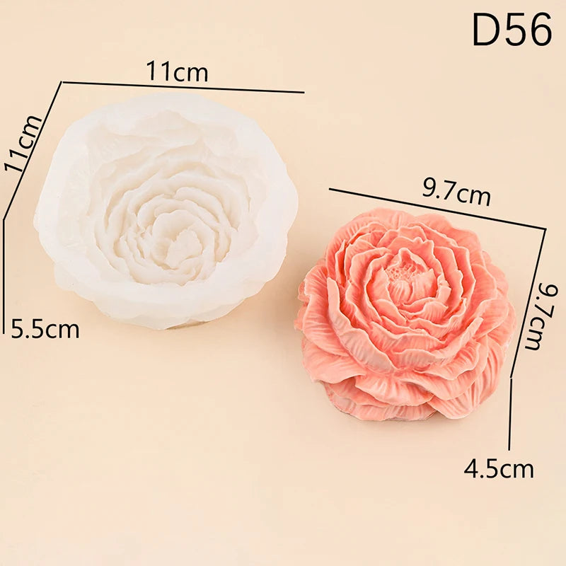 Rose Flower Mold Peony Candle Silicone Cake Chocolate Soap Qme L