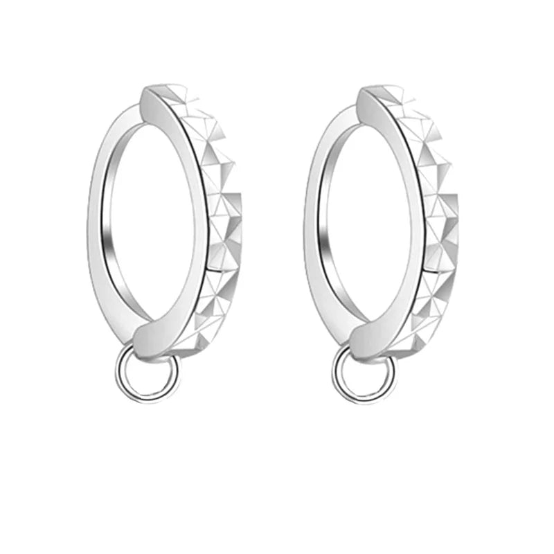 20PCS Genuine 925 Sterling Silver Color Girls Women Hoop Earrings DIY Components Jewelry Findings for Handmade Qme Silver With Ring