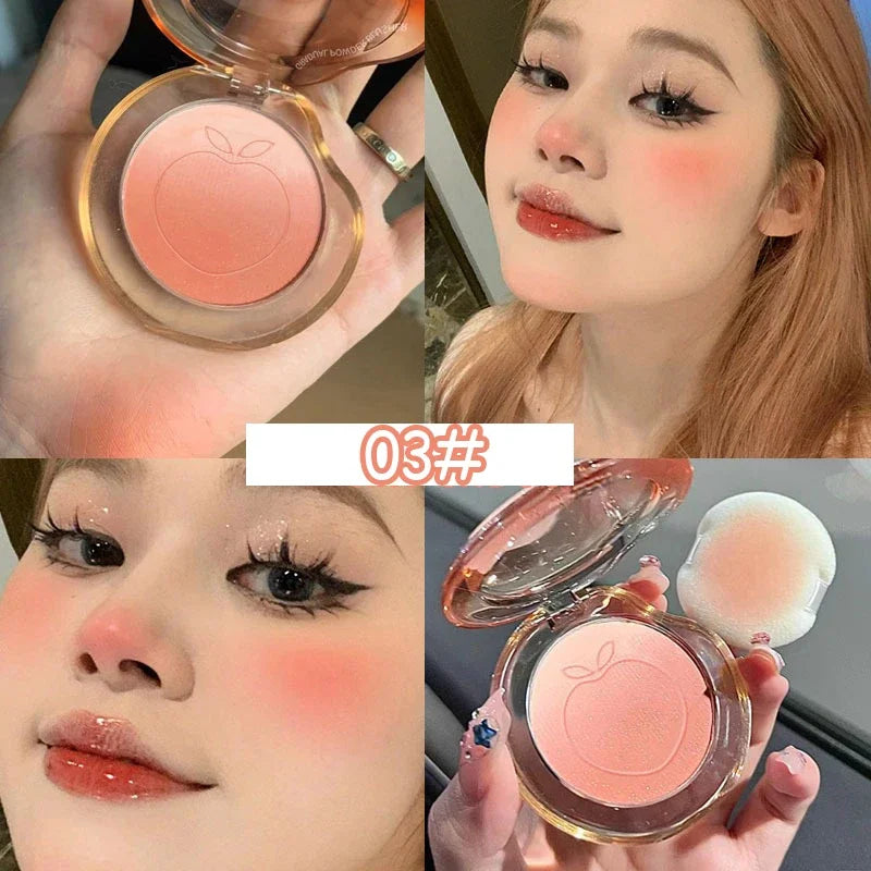 Peach Pink Blusher Matte Purple Cheek Tint Blush Makeup Lasting Brighten Facial Silky Smoothness Rouge Powder Palette Cosmetics Qme B-03