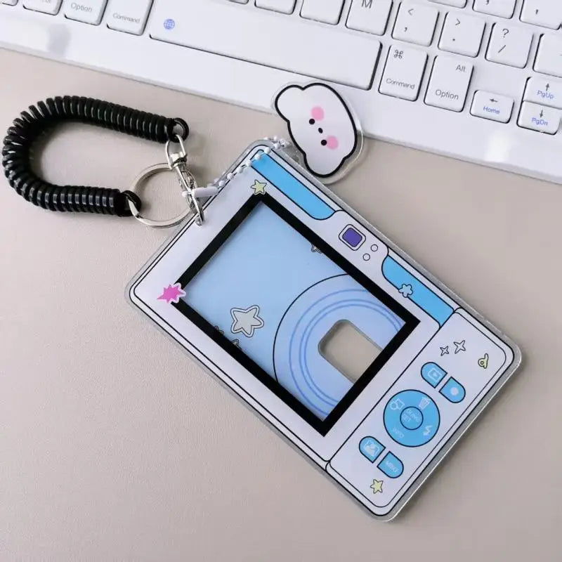 Cute Camera Shaped Clear Photocard Holder Acrylic Material Coil Qme A4