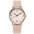 Dainty Simple Ladies Daily Wristwatch, Textured Cream Dial Thin Pink Leather Band Casual Quartz Watch for Student Office Qme Beige