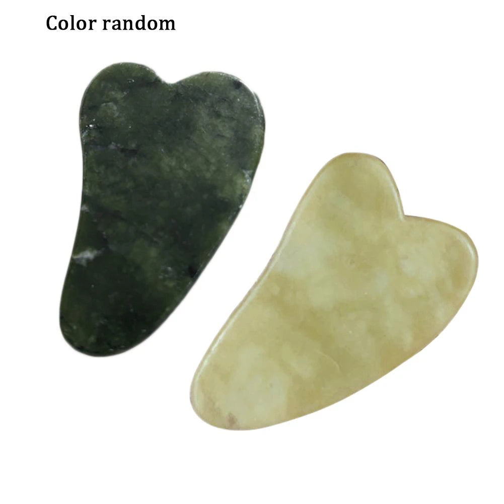 2 Jade Gua Sha Board Heart-shaped Facial Tool Traditional Guasha Qme 2PCS