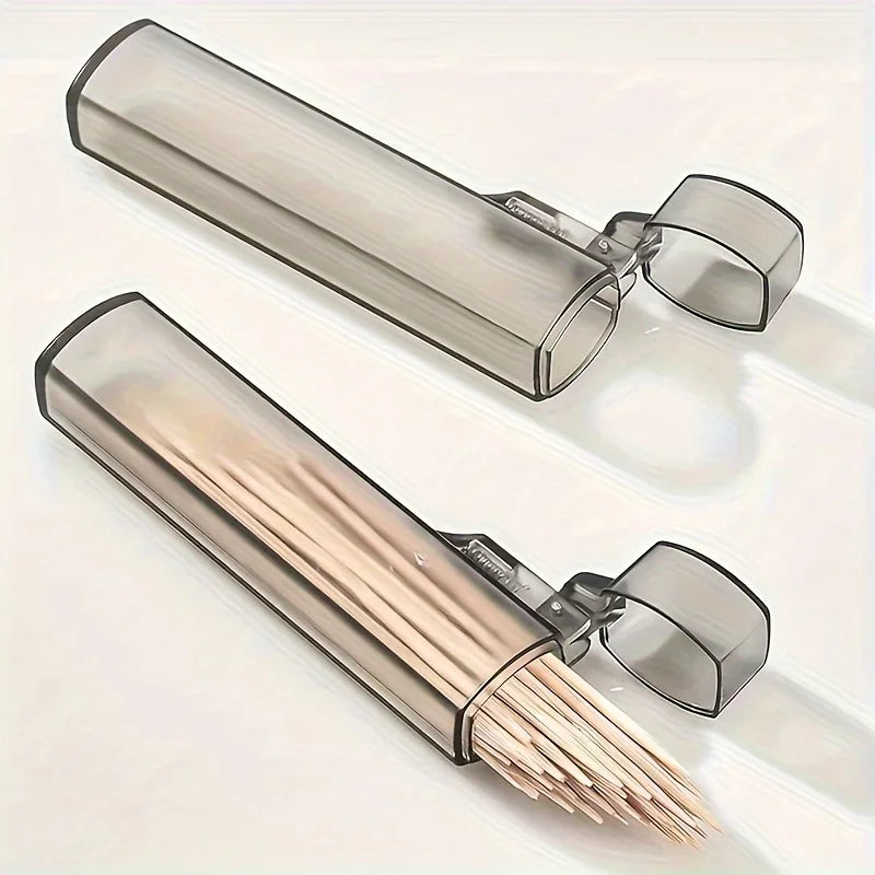 Portable Plastic Toothpick Case - Clear Toothpick Holder for Outdoor Travel, Kitchen, and Restaurant Supplies Qme