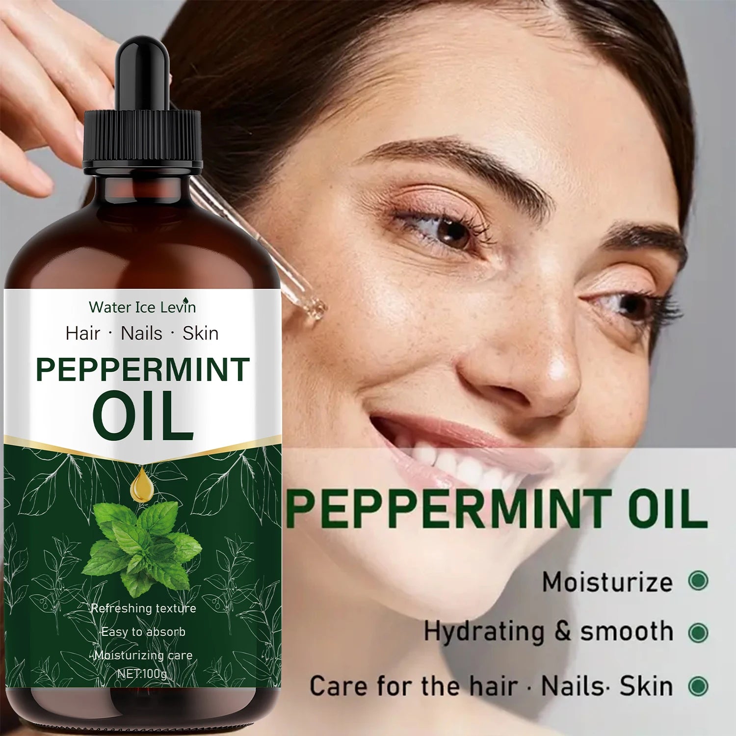100g Peppermint Essential Oil, Extracted from Natural Plants, Hypoallergenic, Moisturizing Massage Oil Suitable for Men and Women, Hair, Diffusers, and Humidifiers Qme