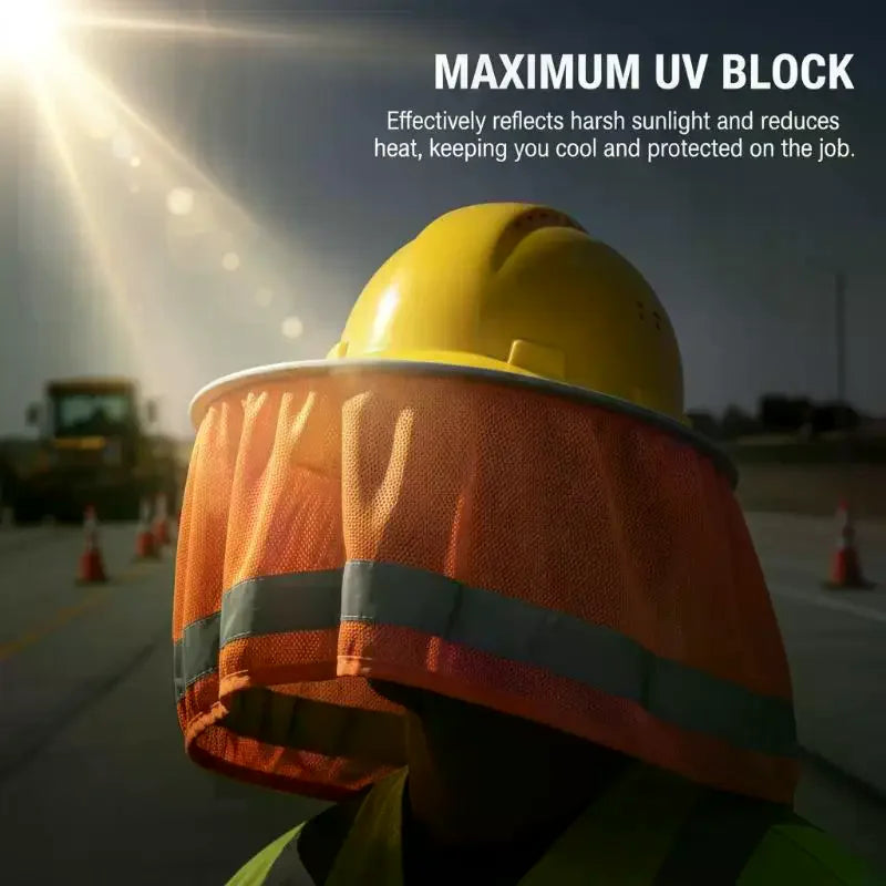 Summer Sun Shade Safety Hard Hat Neck Shield Helmets Reflective Brim Qme