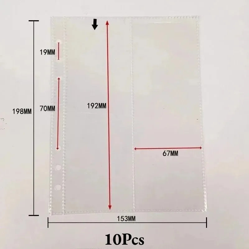 10sheets A5 Loose-leaf PP Transparent Pull-in Inner Page 6 Holes File Qme 6holes 2grids10pcs A